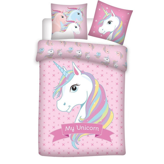 Unicorn Eenhoorn Dekbedovertrek 140x200cm Polyester 2in1