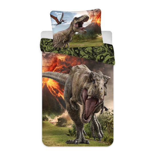 Jurassic World Dekbedovertrek 140x200 Dinosaurus Duurzaam Katoen 2in1 Vulkaan