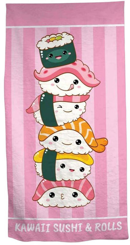Kawaii Sushi And Rolls Handdoek 70x140 Polyester