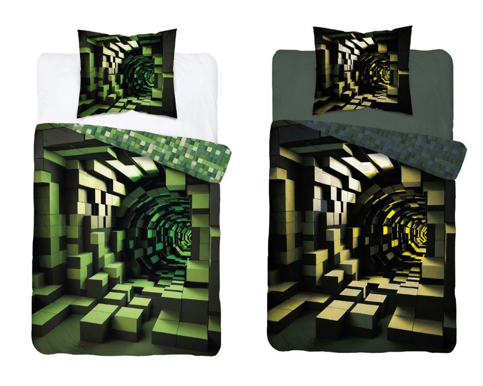 Blokken Bricks Minecraft Dekbedovertrek 140x200cm Katoen Duurzaam 2in1