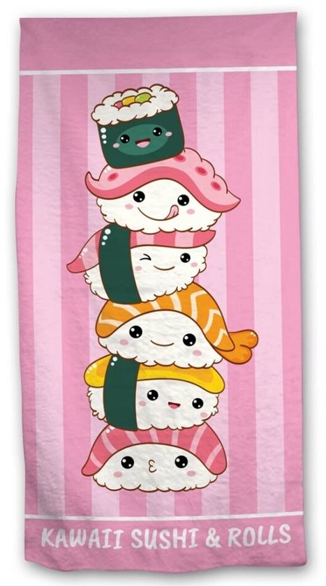 Kawaii Sushi And Rolls Handdoek 70x140 Polyester