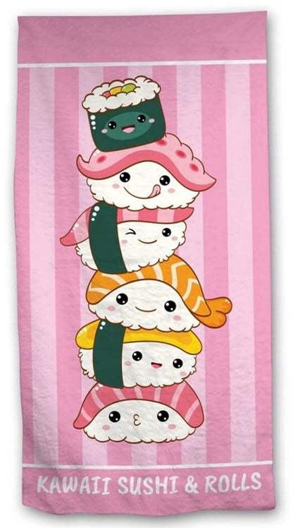 Kawaii Sushi And Rolls Handdoek 70x140 Polyester