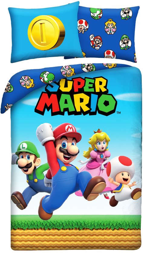 Super Mario Dekbedovertrek 140x200 2in1 Duurzaam Polyester