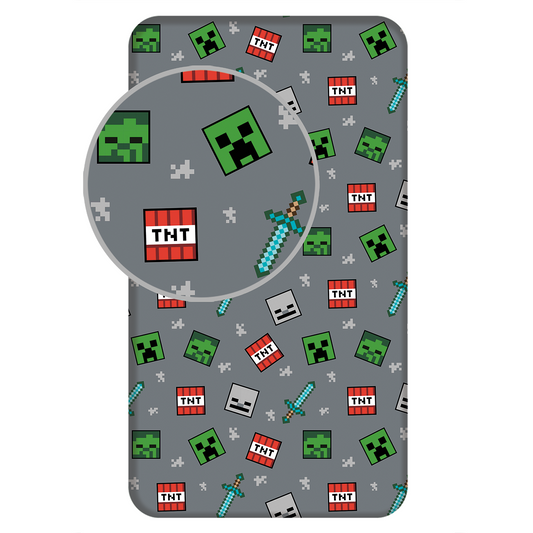 Minecraft Hoeslaken Eenpersoons 140x200 Duurzaam KAtoen