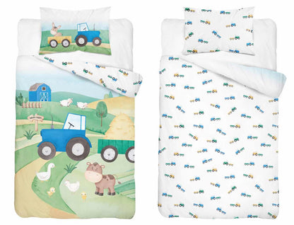 Boerderij Tractor Dekbedovertrek Traktor 100x135 Katoen 2in1 Duurzaam