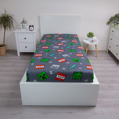 Minecraft Hoeslaken Eenpersoons 140x200 Duurzaam KAtoen