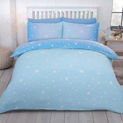 Sterren Starburst Tweepersoons Dekbedovertrek Blauw Flanel