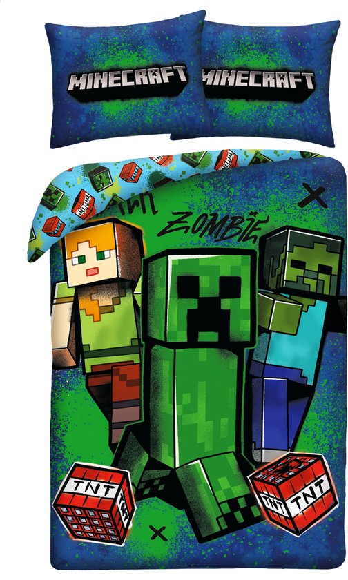 Minecraft Dekbedovertrek 140x200 Duurzaam Polyester 2in1