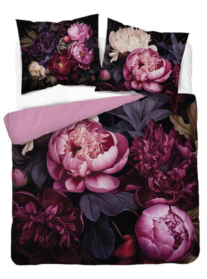 Bloemen Pioenrozen Dekbedovertrek 220x200cm Katoensatijn Duurzaam 2in1 Holland Collection