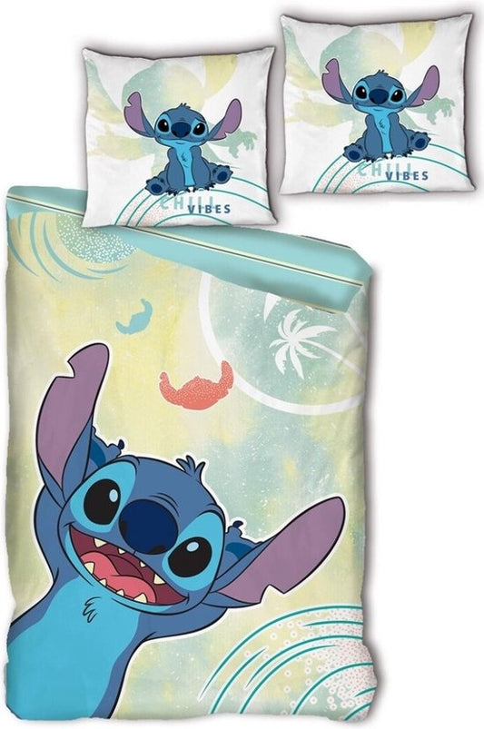 Disney Lilo & Stitch Chill Vibes Eenpersoons Dekbedovertrek 140x200 cm Katoen 2in1 Duurzaam