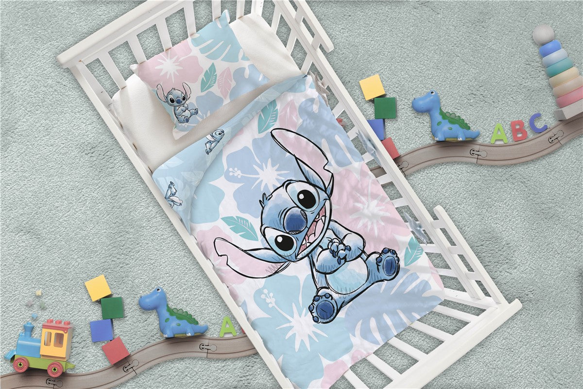 Disney Lilo Stitch Dekbedovertrek 100x135 2in1 Duurzaam Ohana Wit