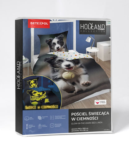 Hond dekbedovertrek 140x200 Duurzaam Puppy Glow in the Dark 2in1