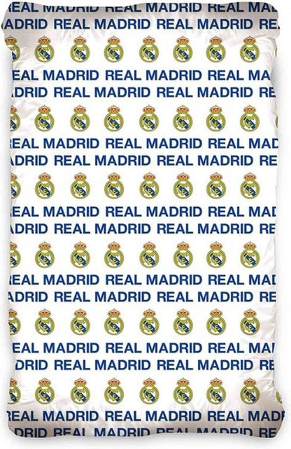 Real Madrid Hoeslaken Logo - Eenpersoons - 90 x 200 cm - Katoen