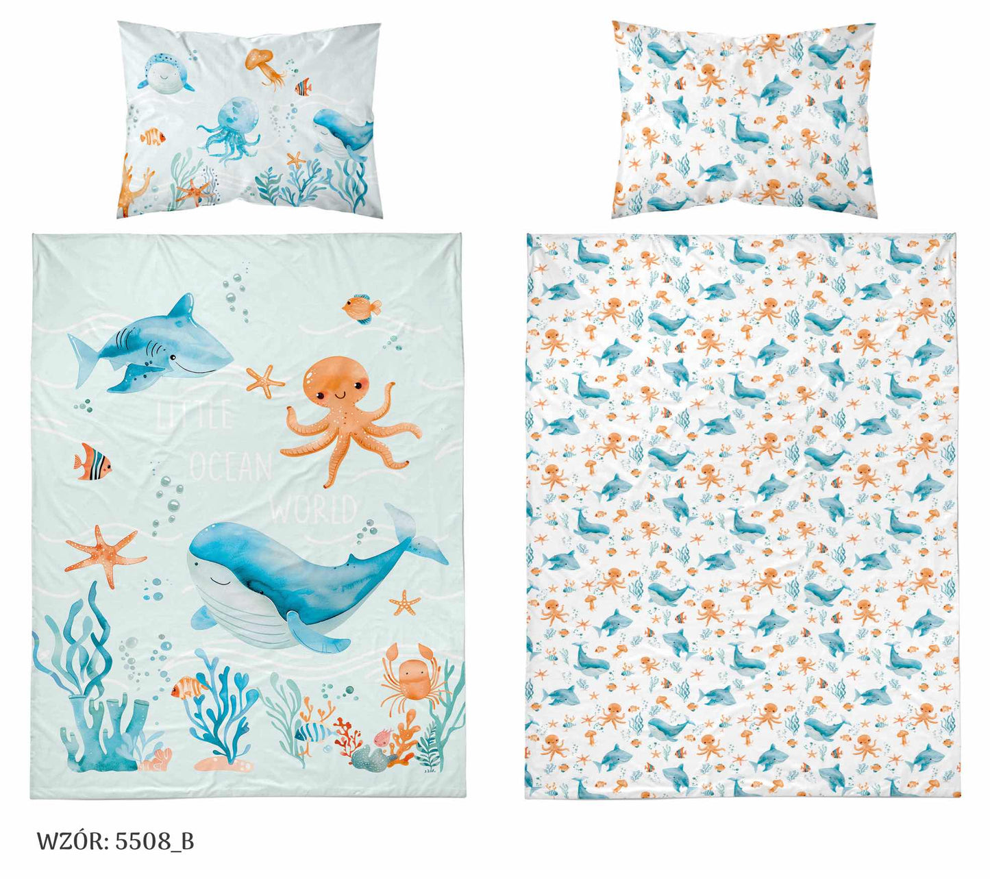 Under the Sea Dekbedovertrek 100x135 Katoen Duurzaam 2in1 Junior Peuter Ledikant Vis Onder de see