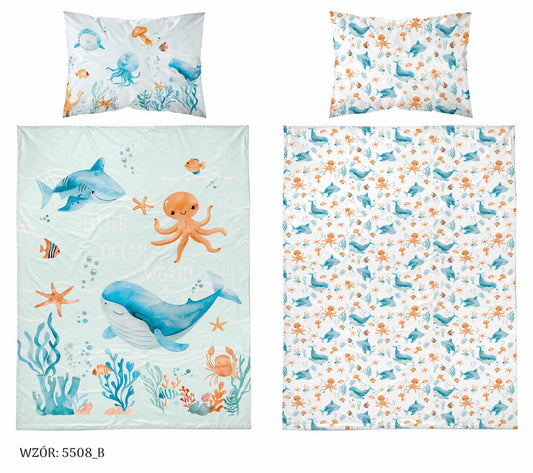 Under the Sea Dekbedovertrek 100x135 Katoen Duurzaam 2in1 Junior Peuter Ledikant Vis Onder de see