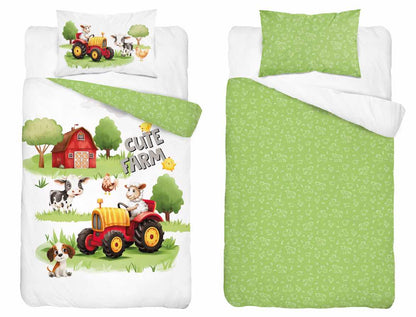 Farm Boerderij Dekbedovertrek 100x135 Katoen Duurzaam 2in1 Junior Peuter Ledikant