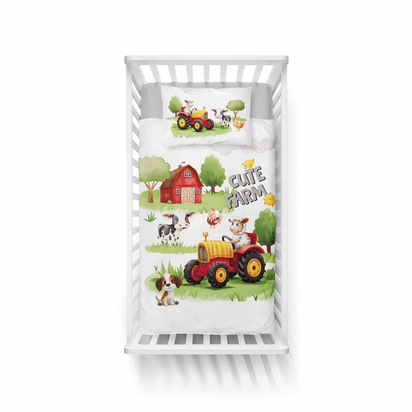 Farm Boerderij Dekbedovertrek 100x135 Katoen Duurzaam 2in1 Junior Peuter Ledikant