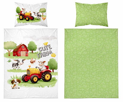 Farm Boerderij Dekbedovertrek 100x135 Katoen Duurzaam 2in1 Junior Peuter Ledikant