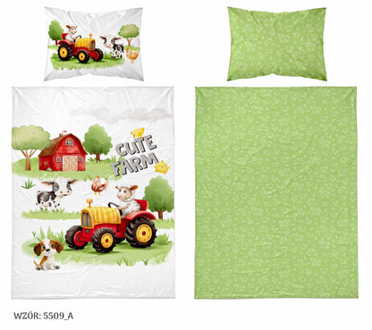 Farm Boerderij Dekbedovertrek 100x135 Katoen Duurzaam 2in1 Junior Peuter Ledikant