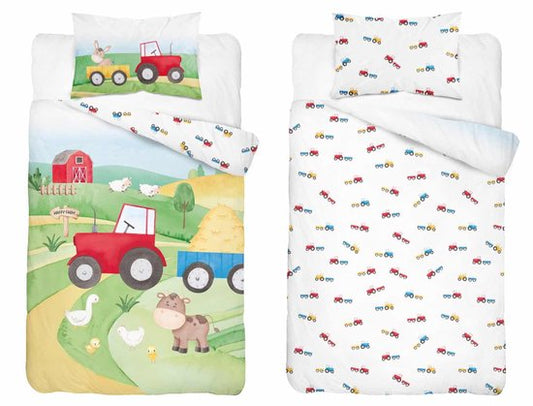 Farm Boerderij Dekbedovertrek 100x135 Katoen Duurzaam 2in1 Junior Peuter Ledikant