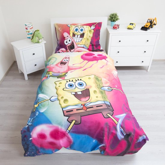 SpongeBob Dekbedovertrek 140X200 Katoen 2in1 Duurzaam
