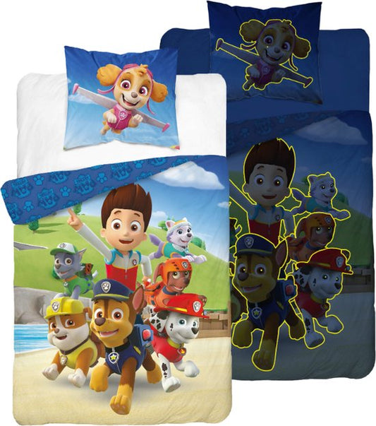 Paw Patrol Dekbedovertrek 140x200 Glow in the dark Katoen 2in1