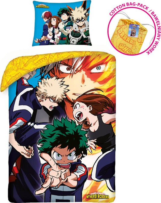 My Hero Academia Dekbedovertrek 140x200 Katoen2 2in1 incl Tasje