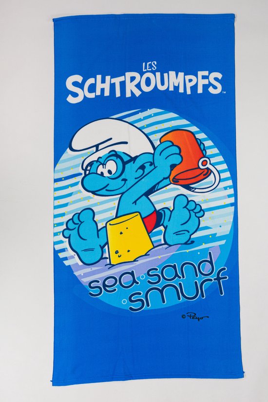 Smurfen handdoek 70x140 badlaken strandlaken polyester