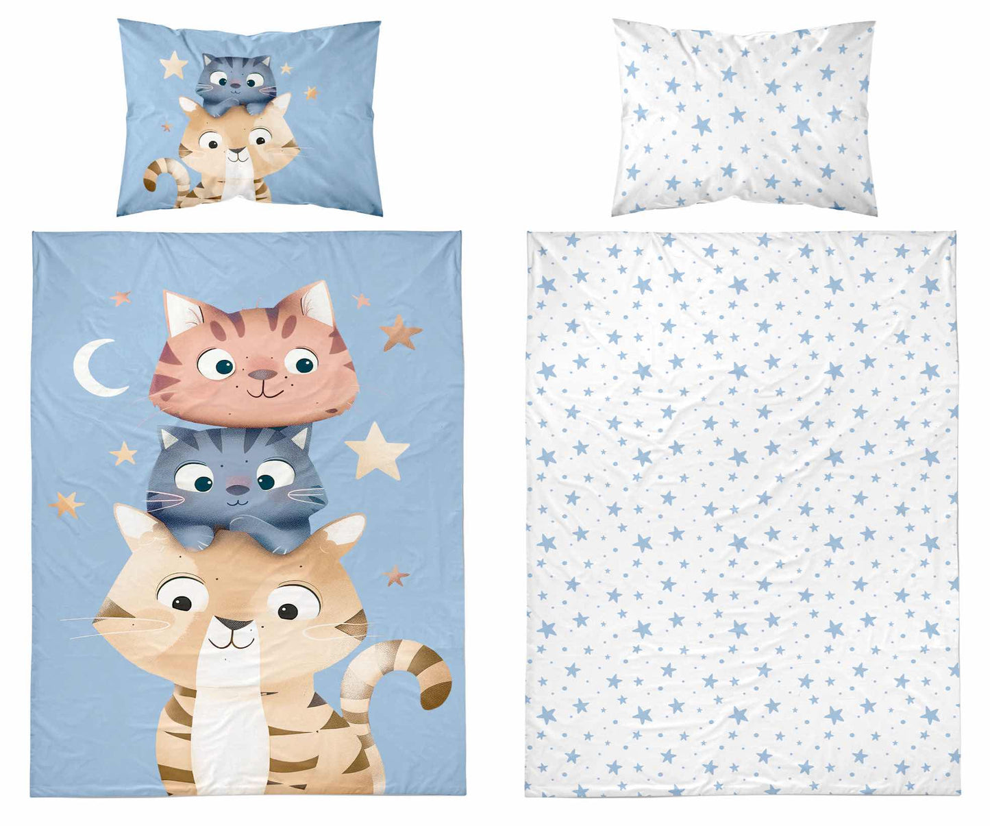 Poesjes Poes Kat Dekbedovertrek 100x135 Katoen Duurzaam 2in1 Junior Peuter Ledikant