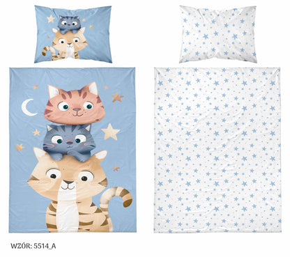 Poesjes Poes Kat Dekbedovertrek 100x135 Katoen Duurzaam 2in1 Junior Peuter Ledikant