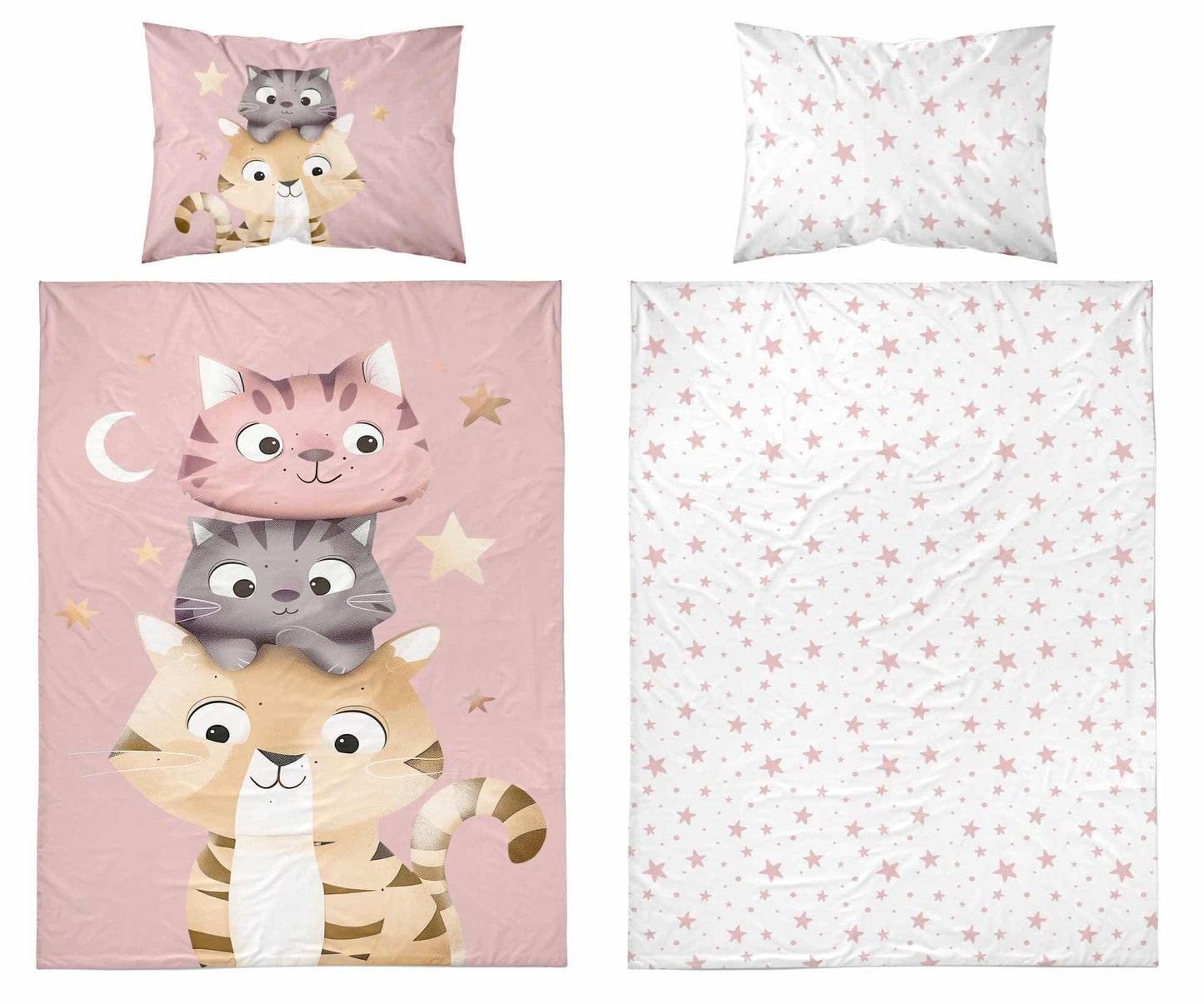 Poesjes Poes Kat Dekbedovertrek 100x135 Katoen Duurzaam 2in1 Junior Peuter Ledikant