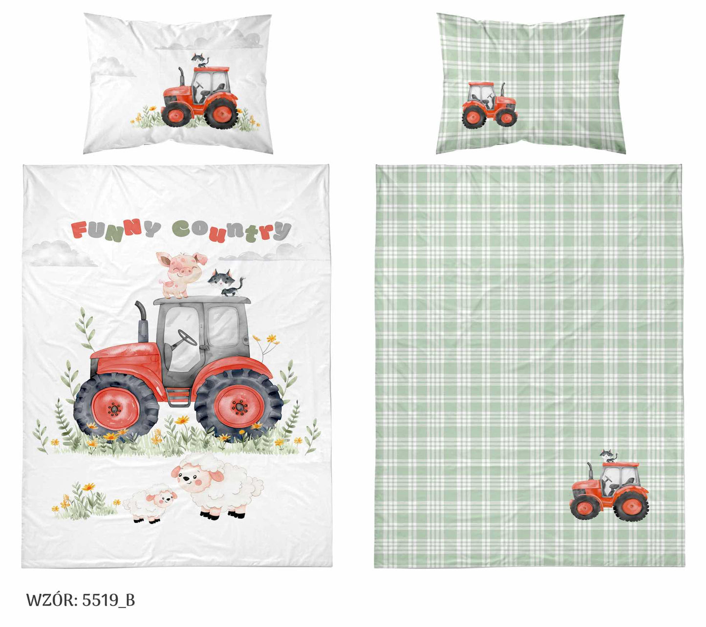 Farm Boerderij Traktor Dekbedovertrek 100x135 Katoen Duurzaam 2in1 Tractor Junior Peuter Ledikant