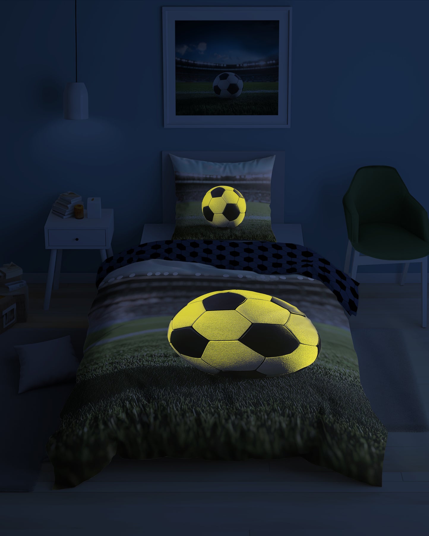 Voetbal Dekbedovertrek Glow in the Dark 140x200 Duurzaam 2in1