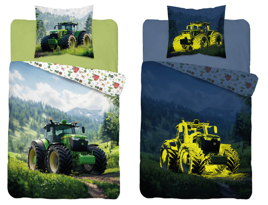 Tractor Dekbedovertrek Traktor 140x200 Katoen 2in1 Glow in the Dark