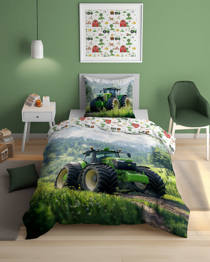 Tractor Dekbedovertrek Traktor 140x200 Katoen 2in1 Glow in the Dark