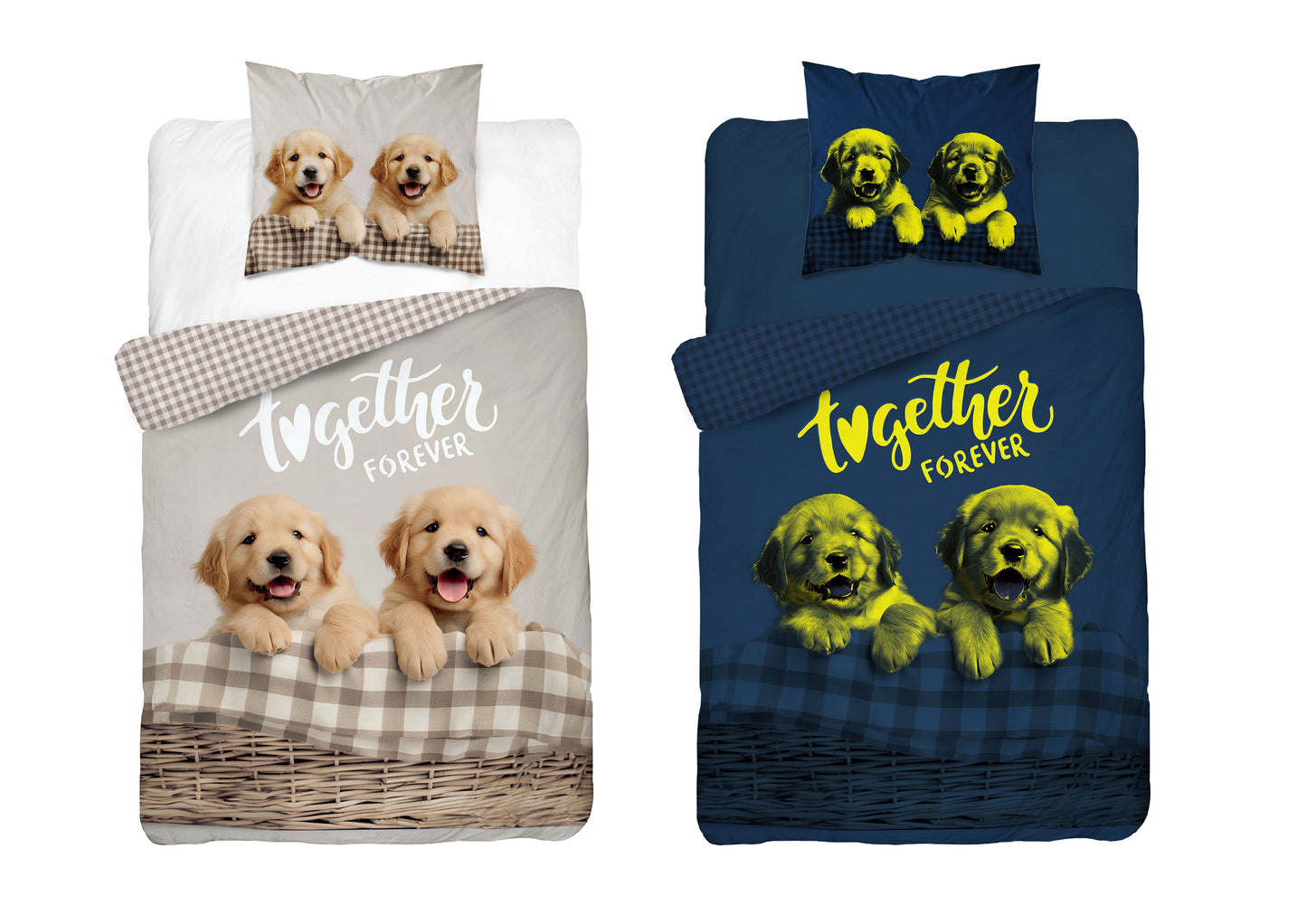 Golden Retriever Puppy Hond Dekbedovertrek 140x200 Katoen 2in1 GLOW in the DARK (Copy)