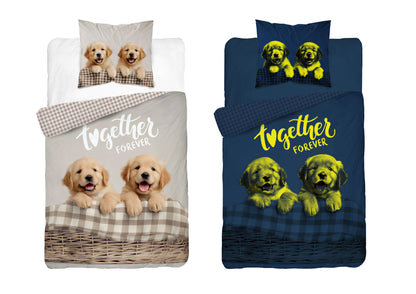 Golden Retriever Puppy Hond Dekbedovertrek 140x200 Katoen 2in1 GLOW in the DARK (Copy)