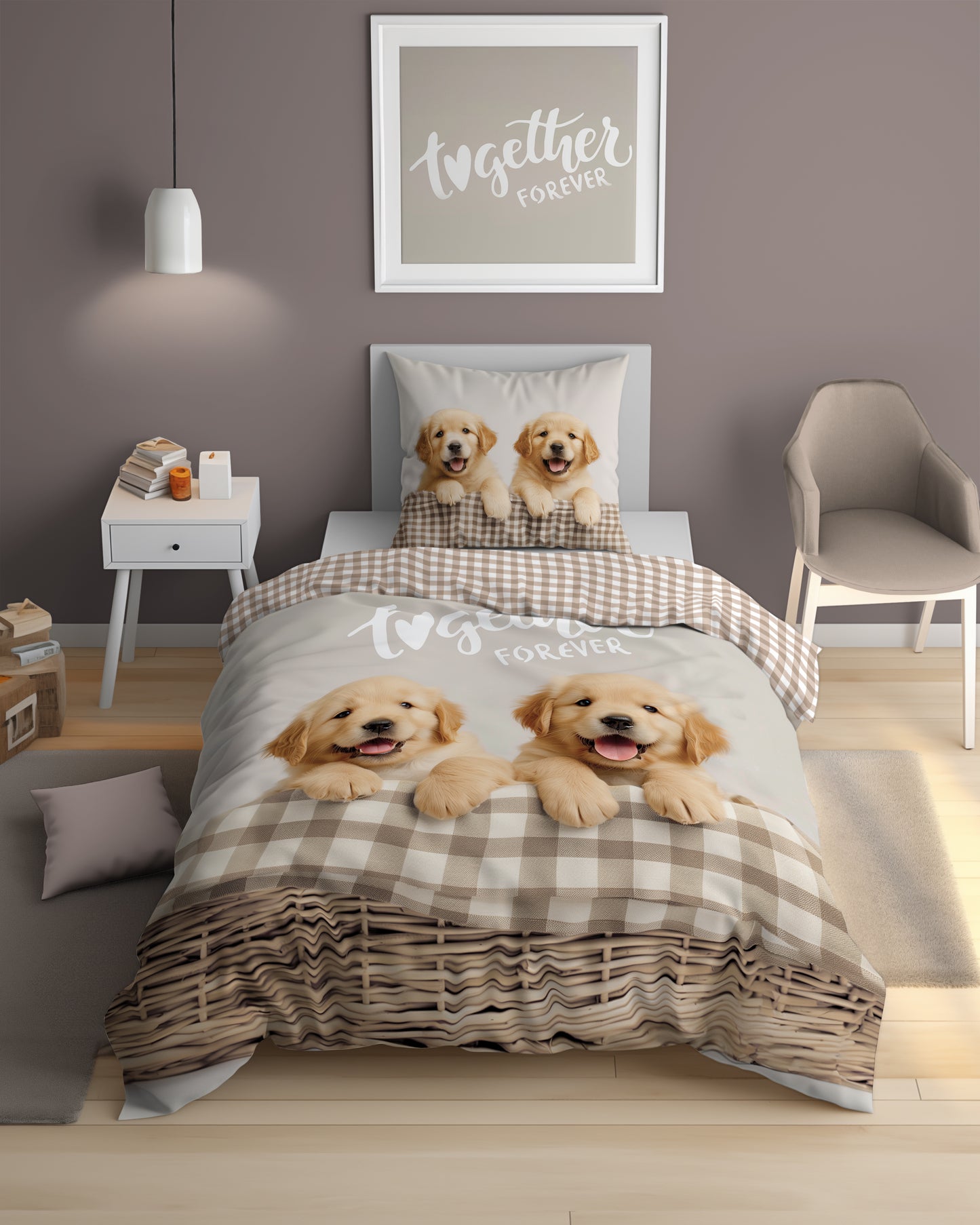Golden Retriever Puppy Hond Dekbedovertrek 140x200 Katoen 2in1 GLOW in the DARK (Copy)