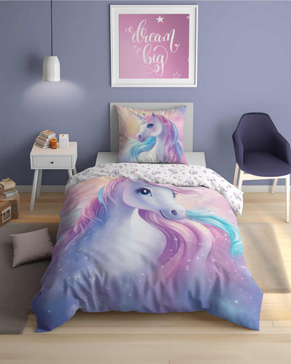 Unicorn Dekbedovertrek 140x200 GroteKussensloop 70x80 2in1