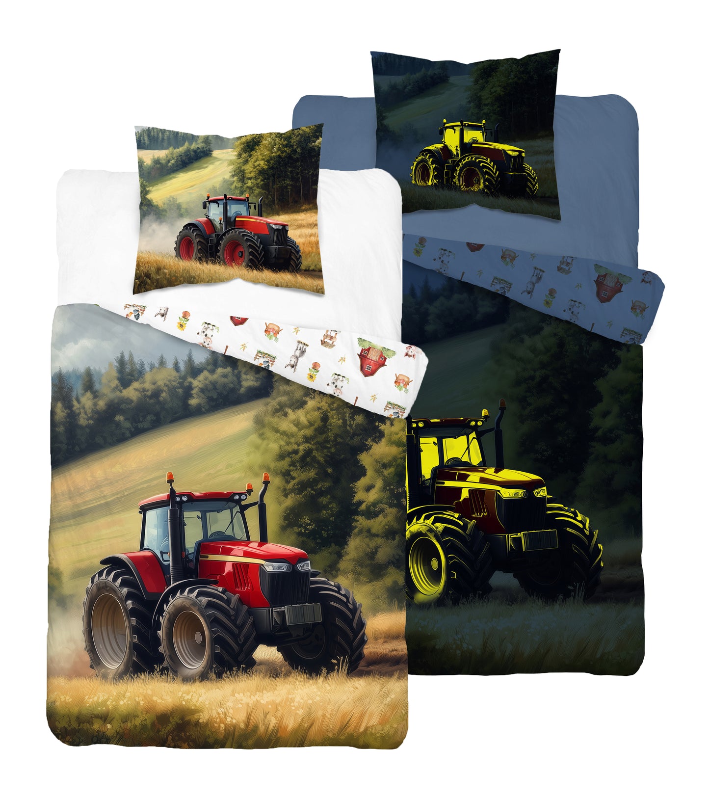 Tractor Dekbedovertrek Traktor 140x200 Katoen 2in1 Glow in the Dark