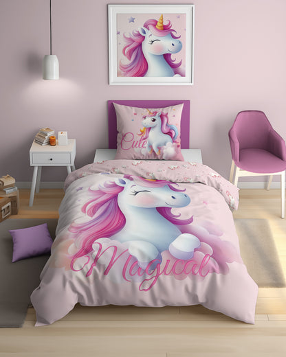 Unicorn Eenhoorn Dekbedovertrek 140x200 Glow in the Dark 2in1 Katoen