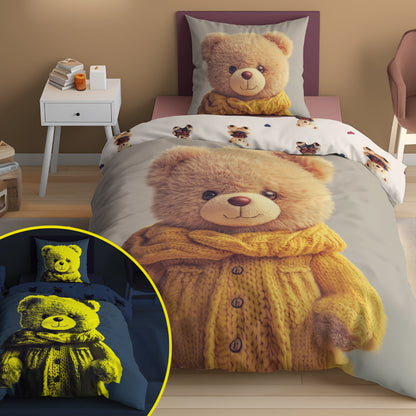 Teddy Bear dekbedovertrek 140x200 Duurzaam Glow in the Dark 2in1