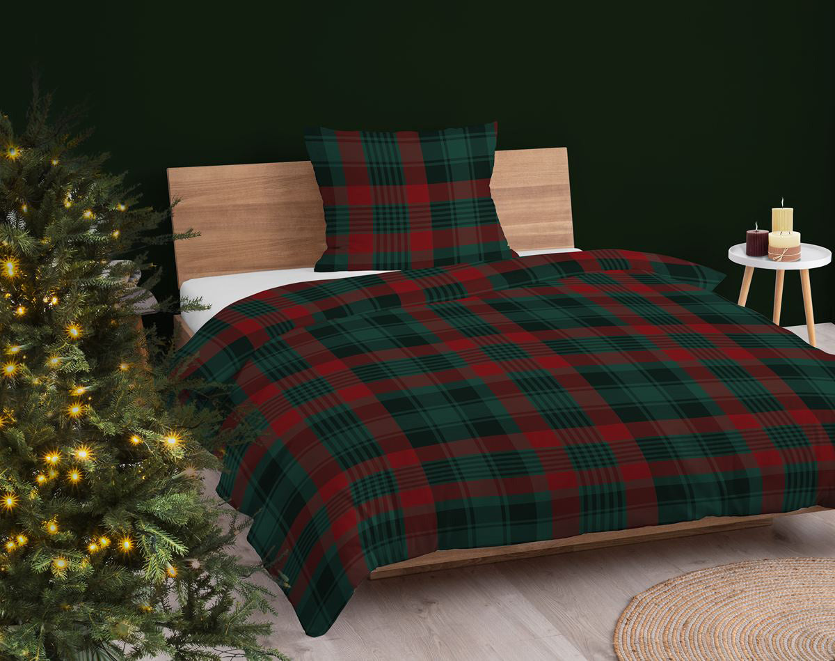 Kerst Dekbedovertrek Ruiten Christmas 220x200cm Kussensloop 70x80cm Katoen