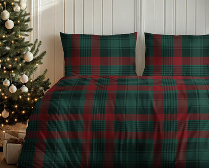 Kerst Dekbedovertrek Ruiten Christmas 220x200cm Kussensloop 70x80cm Katoen