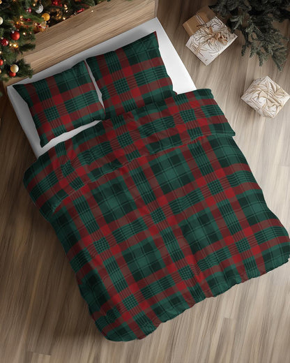 Kerst Dekbedovertrek Ruiten Christmas 220x200cm Kussensloop 70x80cm Katoen