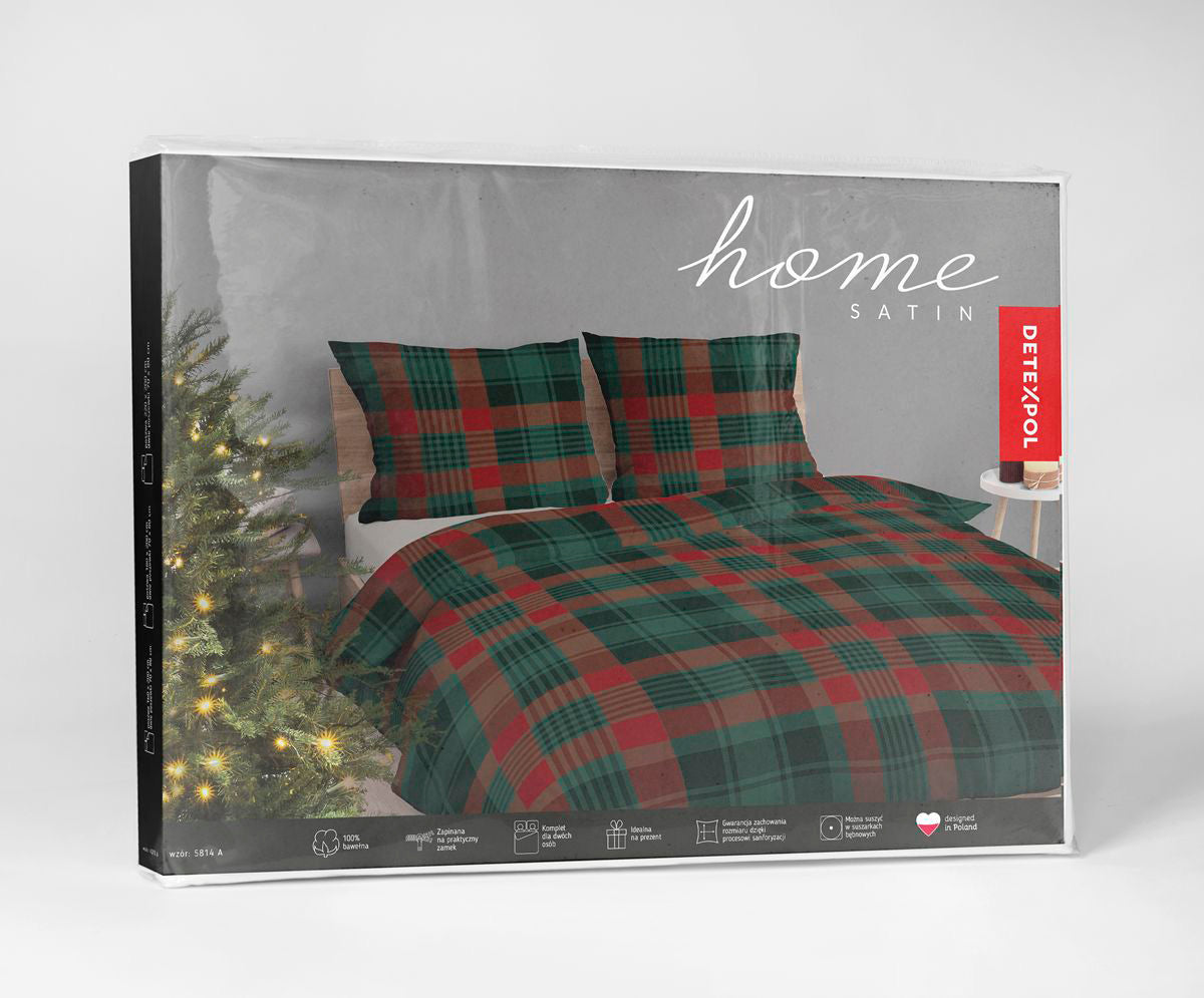 Kerst Dekbedovertrek Ruiten Christmas 220x200cm Kussensloop 70x80cm Katoen