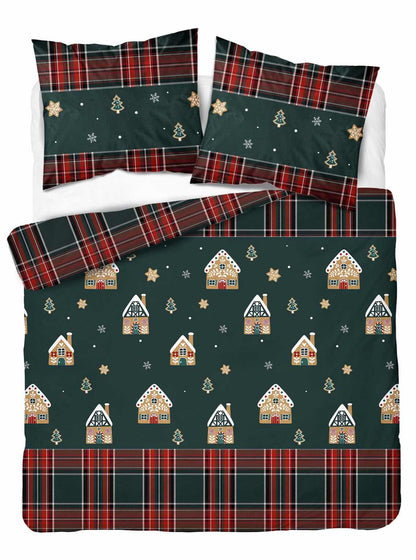Kerst Dekbedovertrek Christmas 220x200cm Kussensloop 70x80cm Katoen Gingerbread