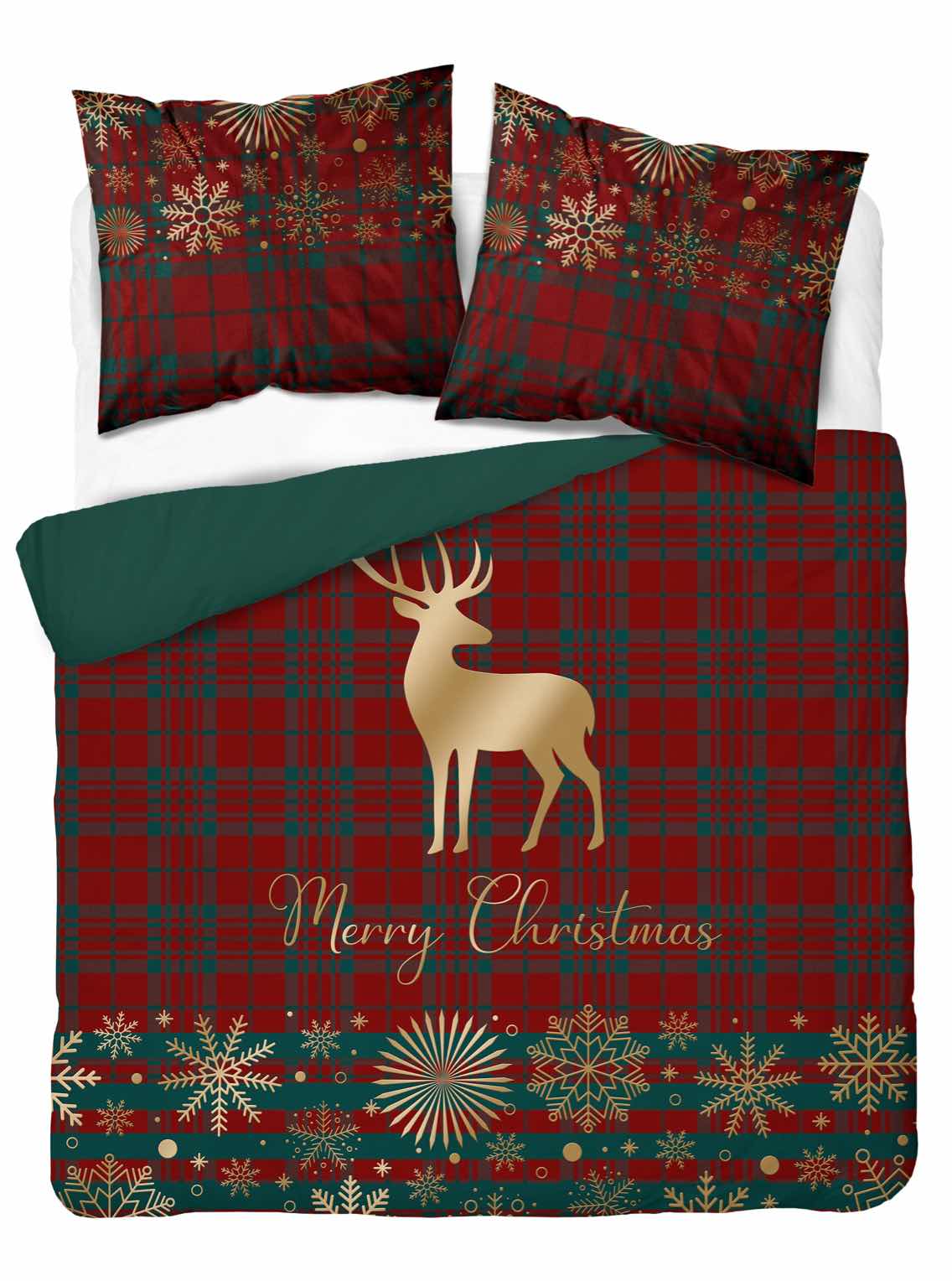 Kerst Dekbedovertrek Christmas 220x200cm Kussensloop 70x80cm Katoen Reindier