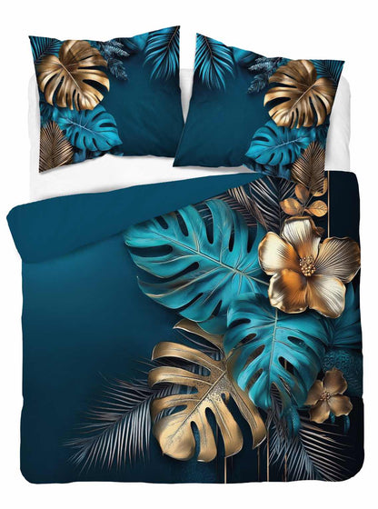 Blad Dekbedovertrek 220x200cm Katoensatijn Duurzaam 2in1 Holland Collection