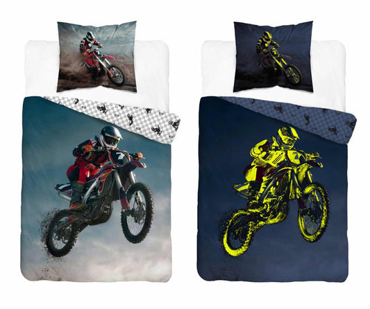 Motorcross Dekbedovertrek 140x200 Katoen 2in1 Glow in the Dark